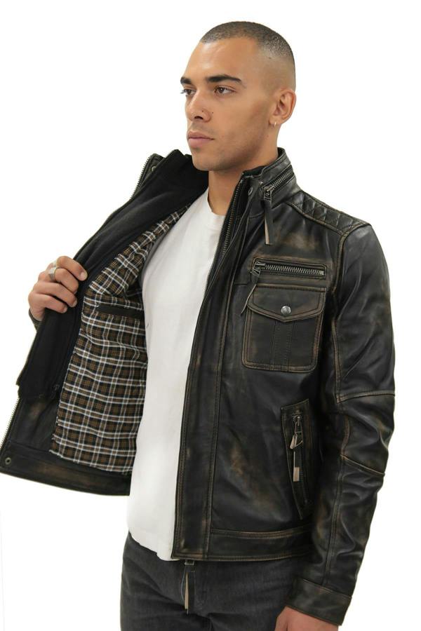 Infinity Leather Men's Leather Retro Biker Jacket-Toronto