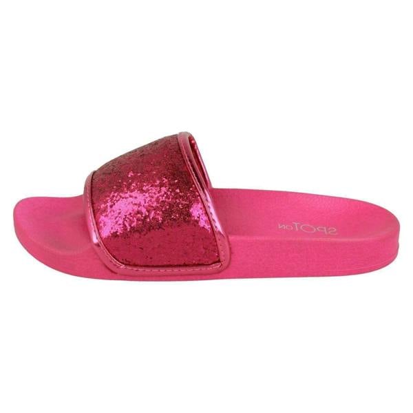 Spot On Ladies Spot On Flat Glitter Vamp Sliders