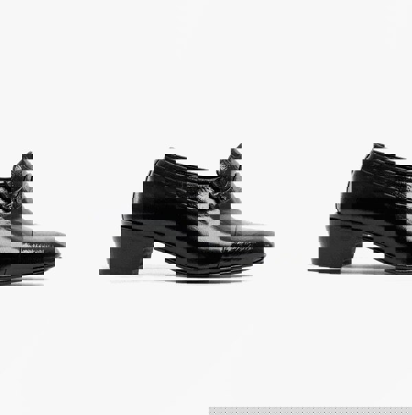 Club Cubano VALENCIA Mens Soft Leather Reptile Cuban Heel Shoes Black