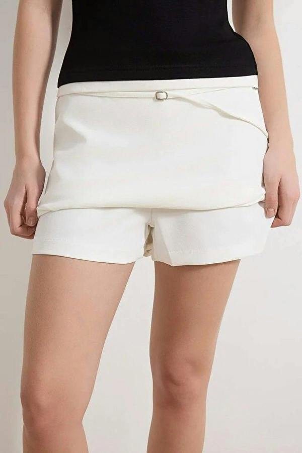 WOVCOR Thin Belt Detail Mini Short Skirt