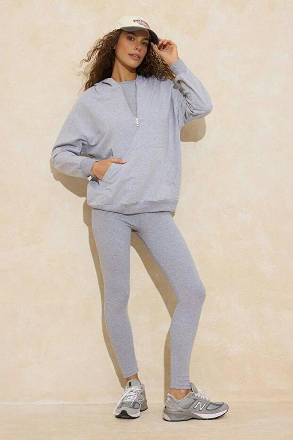 WOVCOR 3-Piece Hooded Knitted Leggings Top and Bottom Set