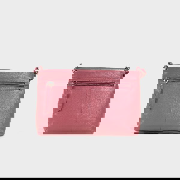 Assots London 'SANDRA' Carmine Pink Soft Nappa Full Grain Real Leather Crossbody Bag