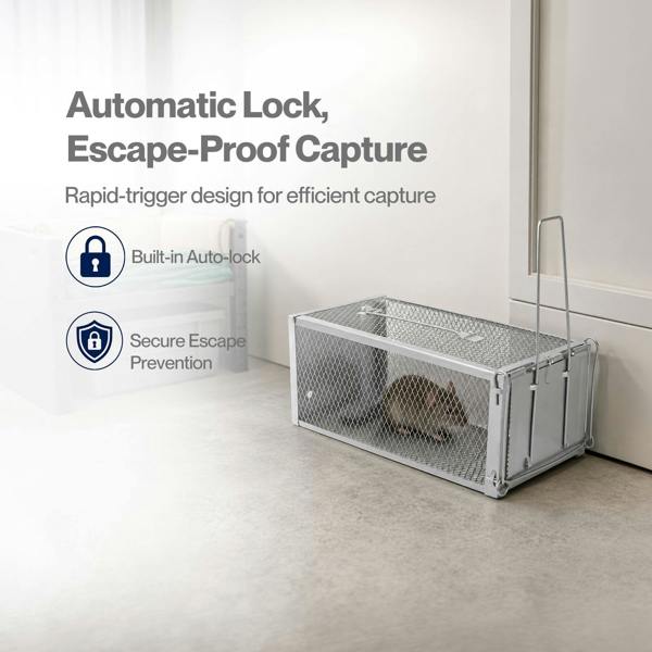 TOQUE Humane Mouse Traps Live Catch Rodent Trap Auto Lock For outdoor 2pc