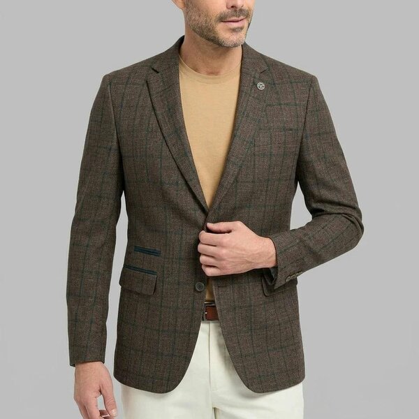 TruClothing IM11 - Men's Check Slim Fit Two-Button Blazer