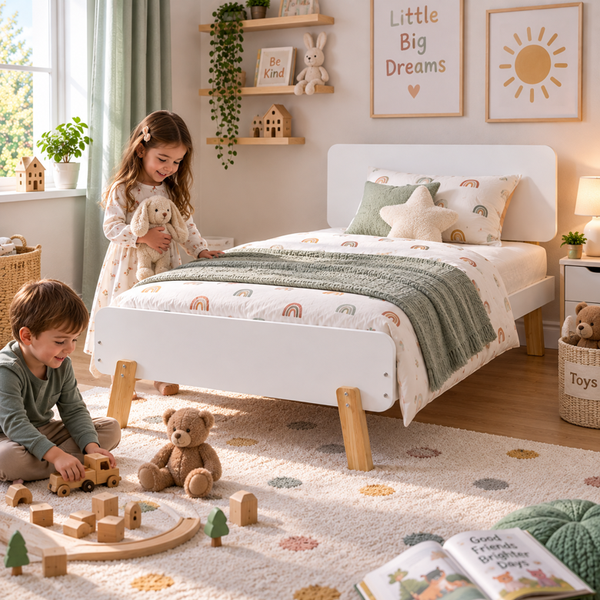 3ft Single Kids Bed - Sturdy Eco Timber Frame - 100kg Capacity
