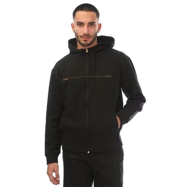 Boss Mens Artwork Full Zip Hoodie - Black