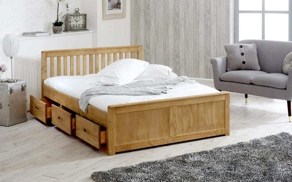 Mission Waxed Pine Storage Bed with 6 Drawers Small Double | Double