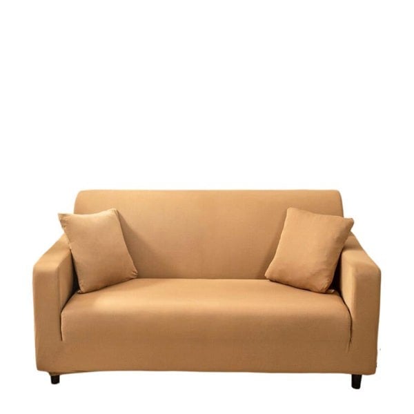 Anyhouz Anyseat 3 Seater Sofa Cover Plain Caramel Style and Protection For Living Room Sofa Chair Elastic Stretchable Slipcover