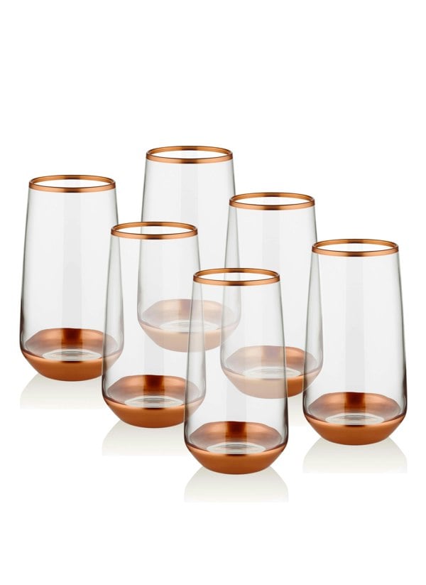 Rozi Glam Collection Copper Highball Glasses (Set of 6)