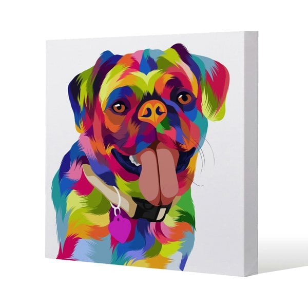 Benjamin Tate Design Amazing Illustration Pop Art Dog Slim Style Canvas Print  50x50cm , 15mm Slim Real wood.