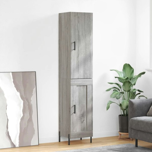 Berkfield Highboard Grey Sonoma 34.5x34x180 cm Engineered Wood