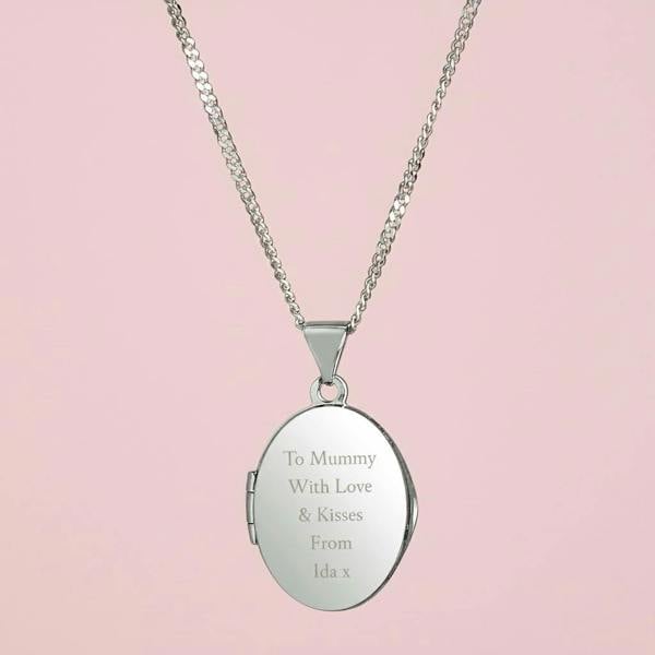 Personalised Sterling Silver Oval Locket Necklace - lifestyle shot
