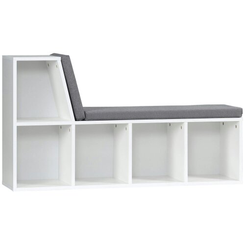 Wyld Haus Litadi Wood White Cube Bookcase With Cushioned Seat And Storage Cabinet