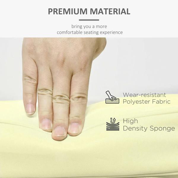 Cream cushion fabric close-up with wear-resistant polyester and sponge padding