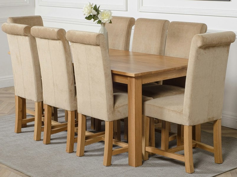 That's Furniture Oslo 180 x 90cm Large Oak Dining Set with Washington Fabric Chairs