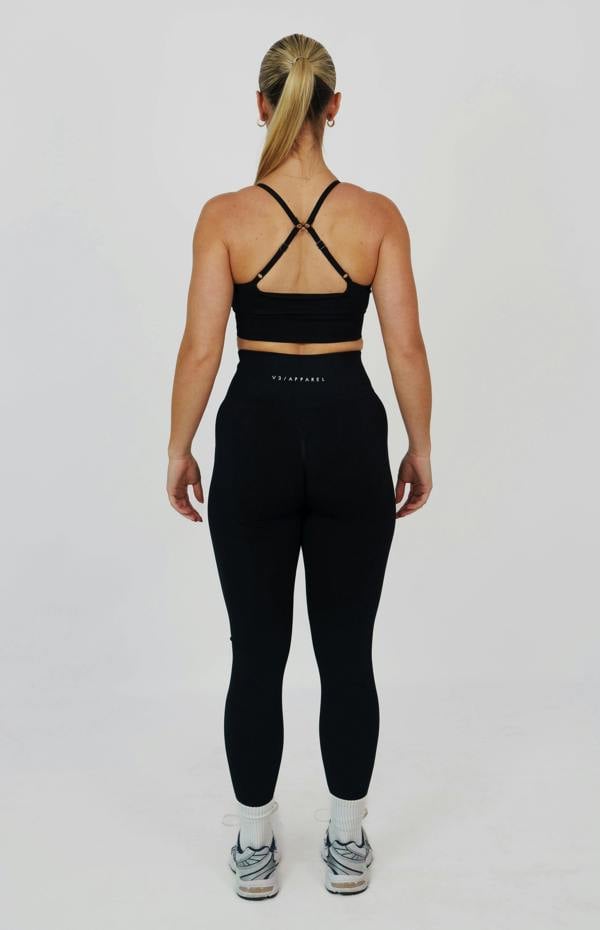 V3 Apparel Tempo Seamless Scrunch Leggings & Multi-Way Sports Bra Set - Black