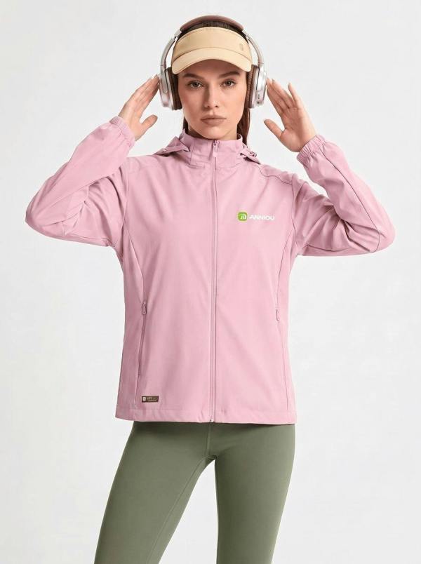 Anniou Hooded Athletic Jacket - pink