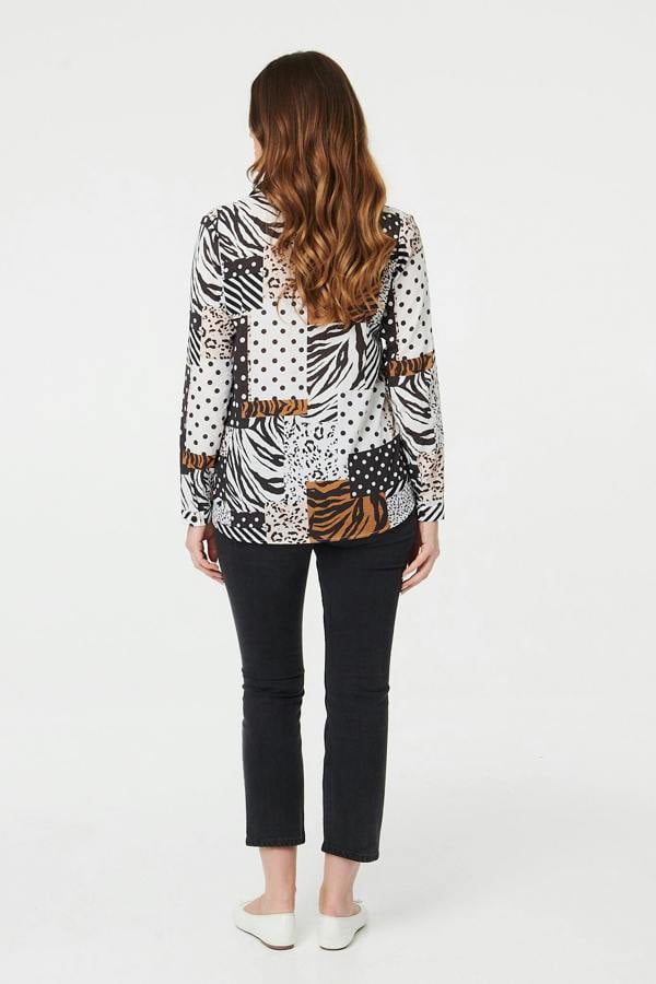 Black | Patchwork Long Sleeve Relaxed Shirt