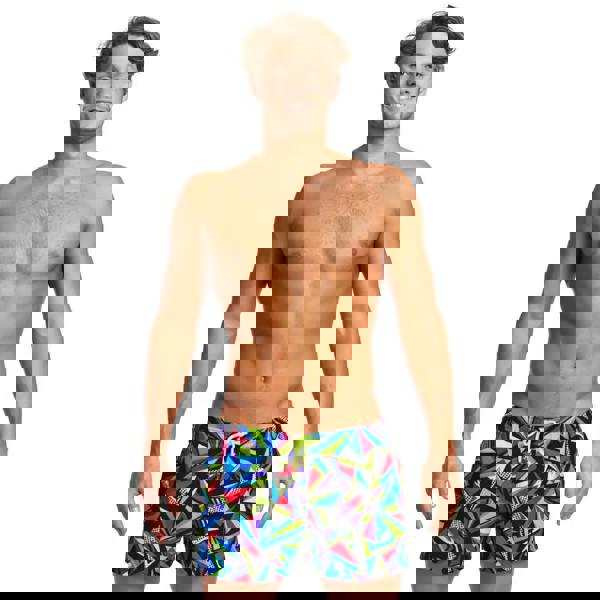 Funky Trunks Beat It shorty swim shorts in black multi with vibrant geometric pattern