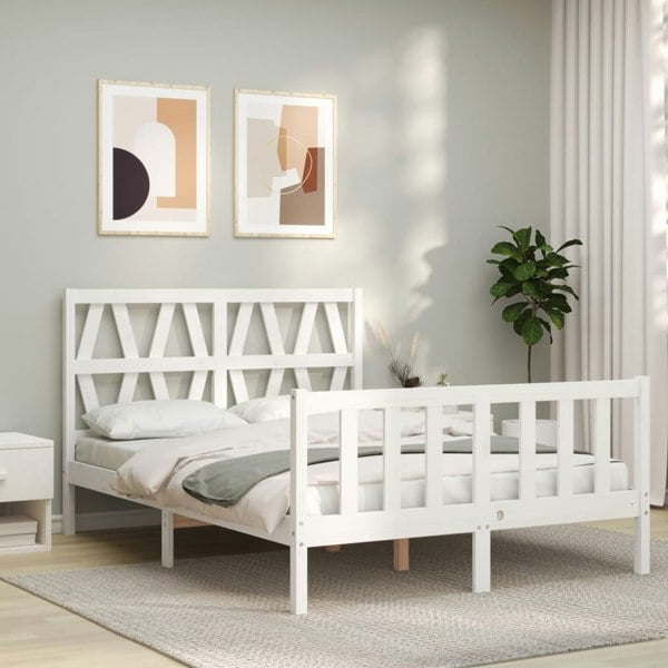 Berkfield Bed Frame with Headboard White 120x200 cm Solid Wood