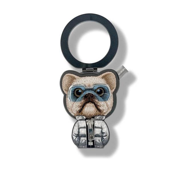 Nimmy Friends Nimmy Cool & Cute 2.0 Little Rich Tycoon Dog Embroidery Magnetic Stand with MagSafe Black - N-KM-BSZJ-01