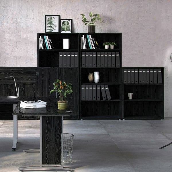 Furniture To Go Prima Bookcase 2 Shelves in Black Woodgrain