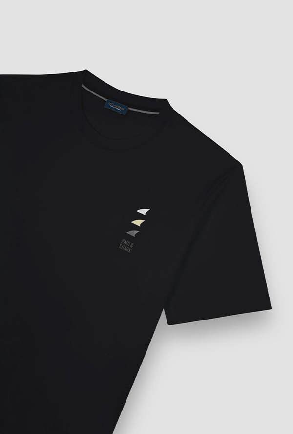 Paul & Shark Aqua Touch Cotton T-Shirt With Shark Fin Embroidery