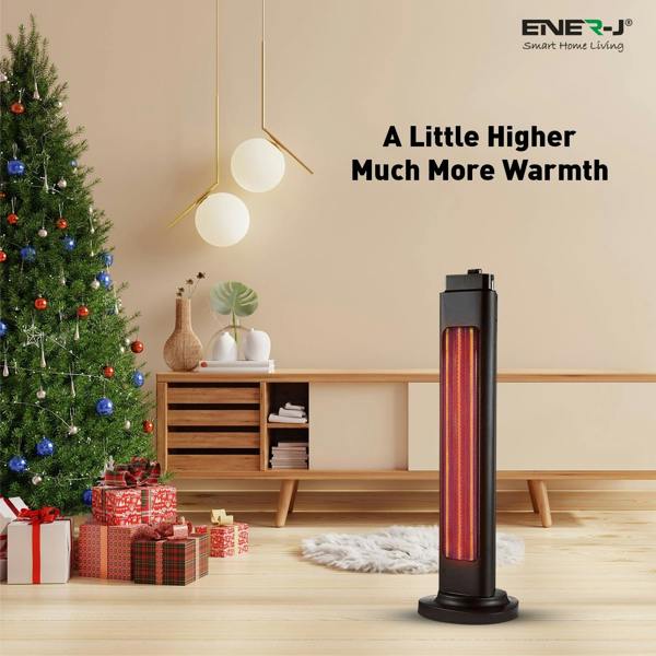 ENER-J 1200W Portable Infrared Heater, Carbon Tube Electric Space Heater, 600W/1200W, Oscillating, IP34 Rated, Energy Efficient