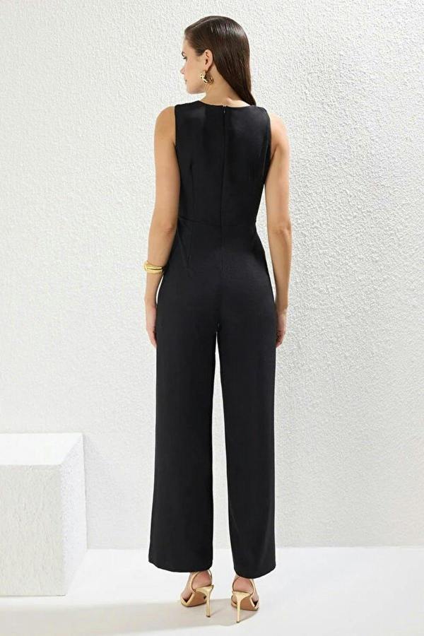 WOVCOR Woven Jumpsuit with Chain Accessory Detail