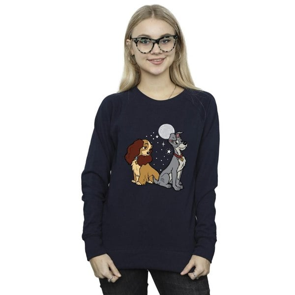 Disney Womens Lady And The Tramp Moon Sweatshirt - Navy Blue