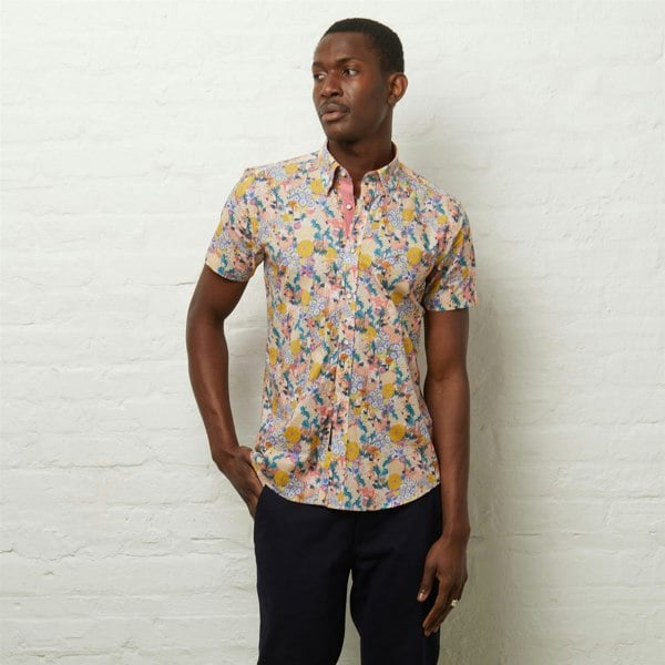 Gabicci V54GW03 Mens Teddy Short Sleeve Pattern Shirt Gabicci Vintage - PEACH