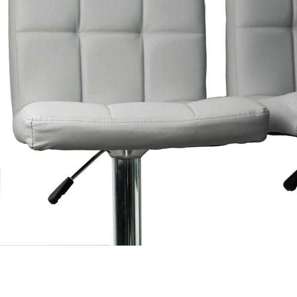 Gr8 Home 2x Light Grey Faux Leather Swivel Bar Stools Chrome Gas Lift Breakfast Chairs Set