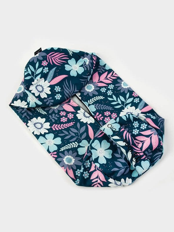 Yoga Studio Replacement Round Designed Bolster Outer Cushion Cover Blue Flowers Print