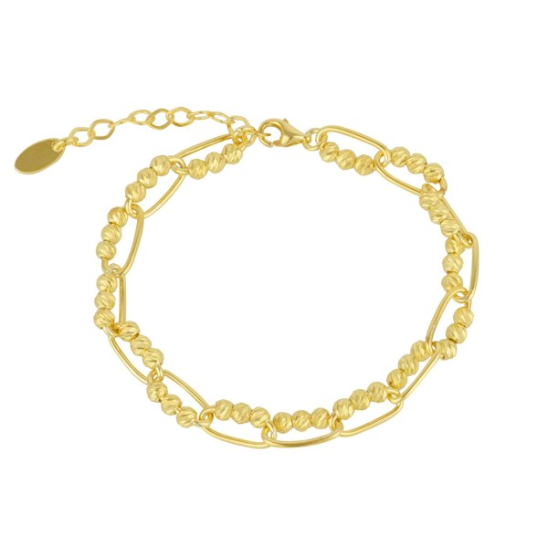 Spero London Sterling Silver Paperclip and Beaded Twisted Chain Bracelet