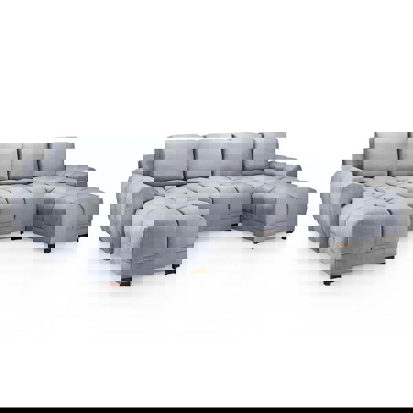 Furnishings For Less Zura Plush Velvet Large U Shaped 4 - 5 Seater Sofa  | Cream, Grey or Mocha