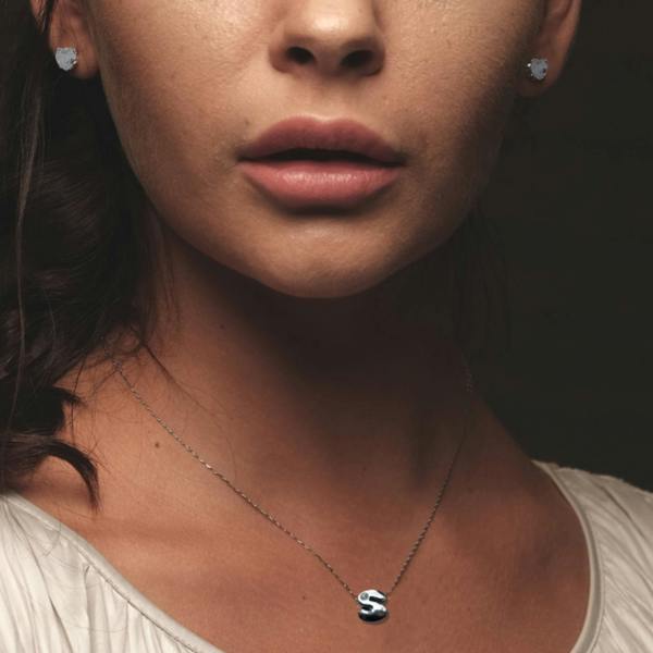 Aye Do Gifts Diamante Initial Alphabet Silver Necklace