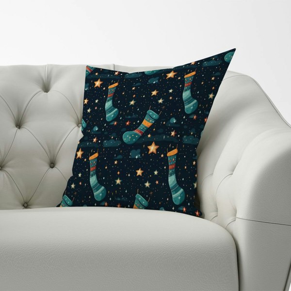 Warren Reed Christmas Stocking In A Starry Night Sky Cushions