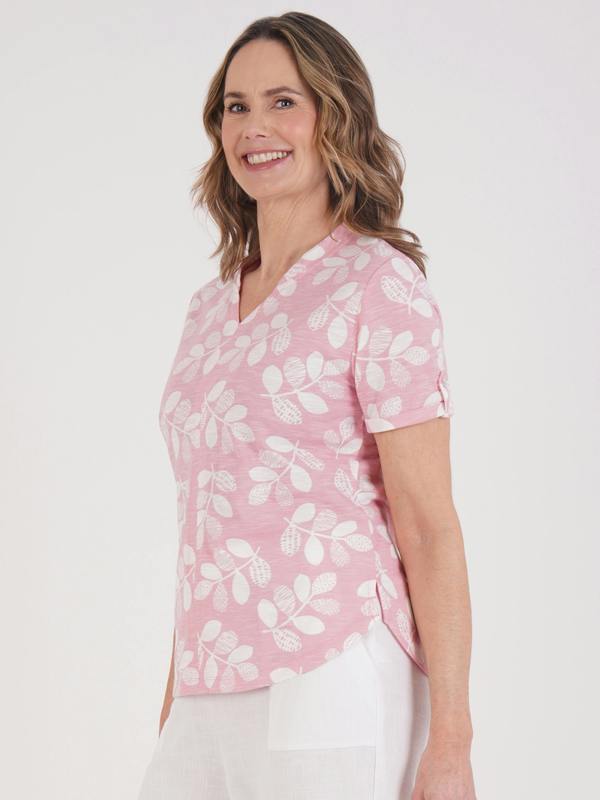 TIGI Pomegranate Mod Leaf Notch Neck Top