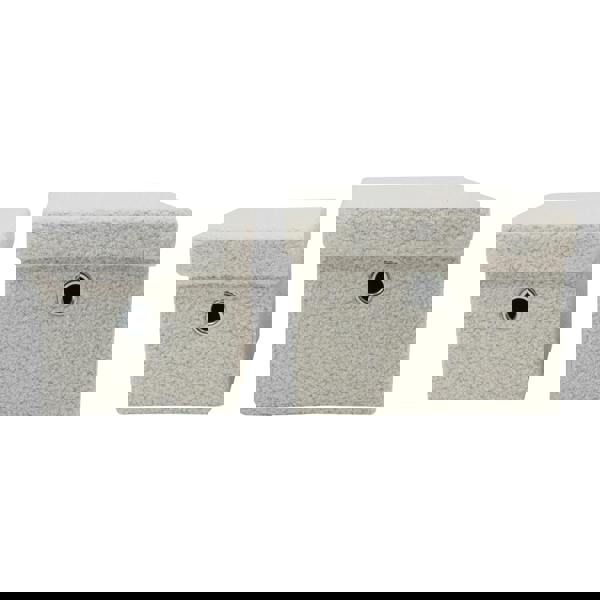 JVL Shiro Boucle Rectangular Lidded Fabric Storage Baskets for Home Organisation, Set of 2, White