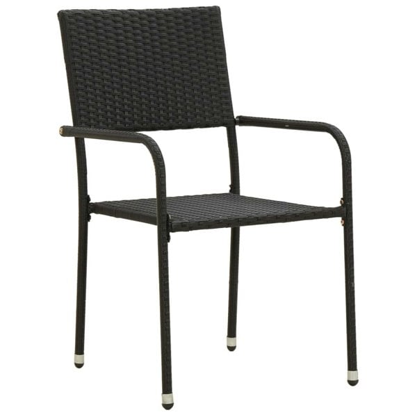 Berkfield 3 Piece Outdoor Dining Set Poly Rattan Black