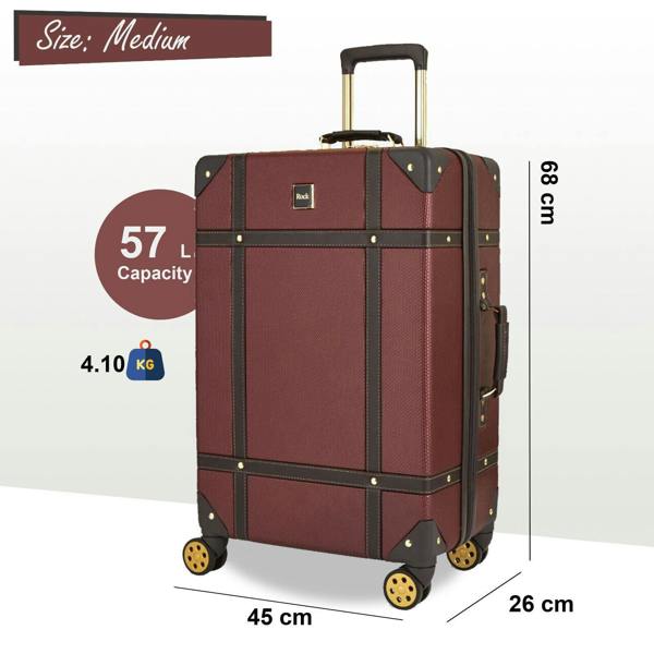 Rock Luggage Vintage Hard Shell Luggage Trunk Suitcase Set