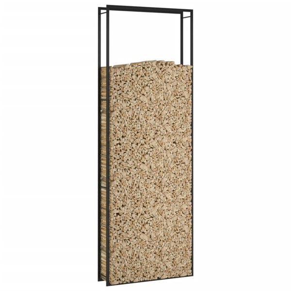 Berkfield Firewood Rack Matt Black 110x28x312 cm Steel