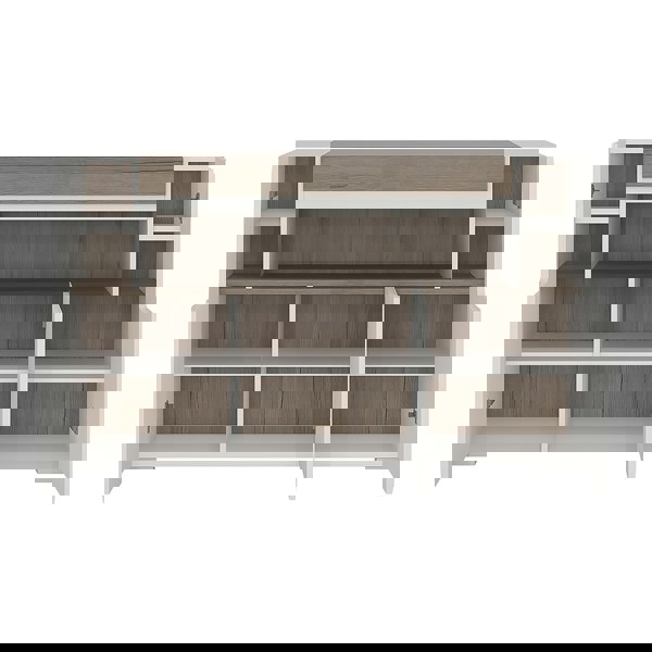 Furniture To Go Toronto 3 Door Sideboard with open shelving (inc. Plexi Lighting) In White and Oak