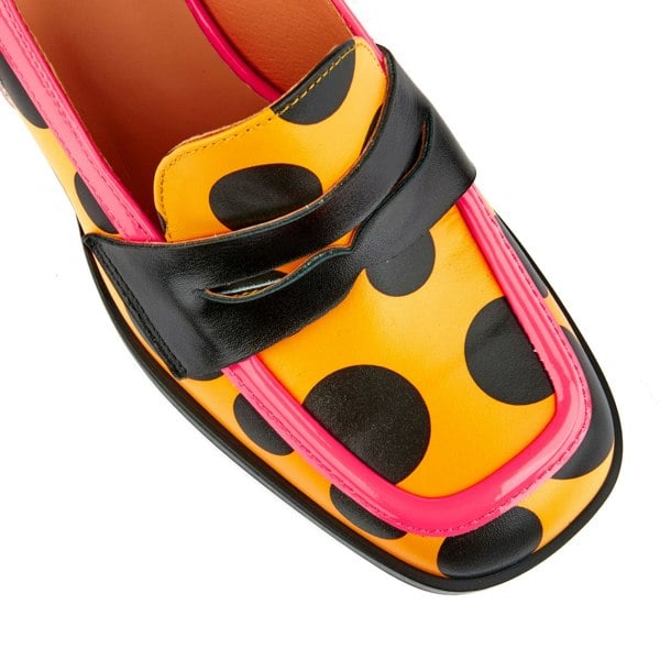 Embassy London Diana - Black Orange Polka - Women's square closed toe slingback heel in orange polka
