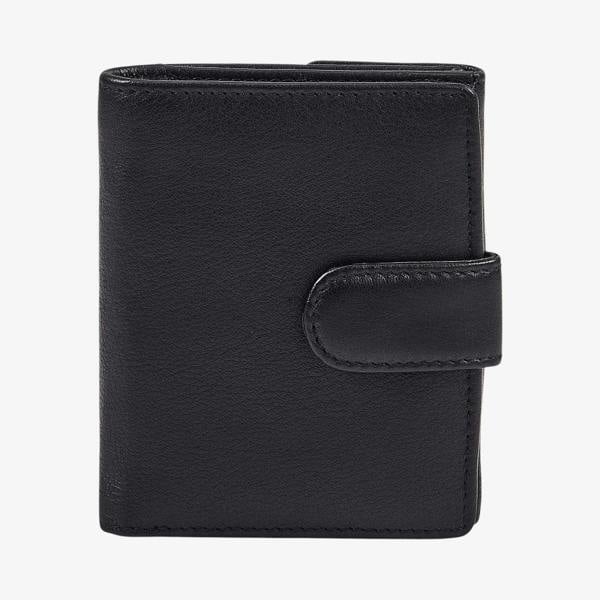 Miami small real leather trifold purse for women in black with RFID 
 protection
