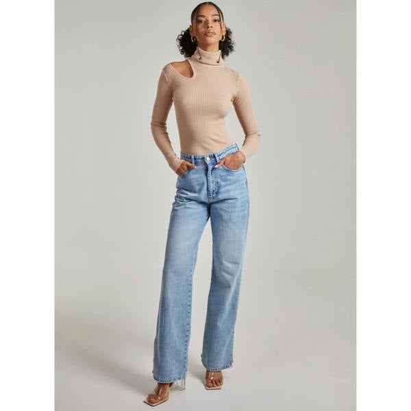 Pink Vanilla Knit Cut Out Turtle Neck Top