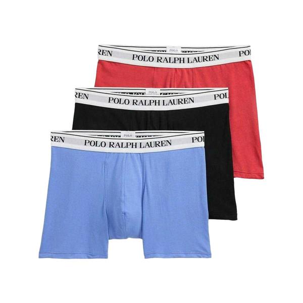Ralph Lauren Mens Boxer Shorts (Pack of 3) - Black/Blue/Red - 