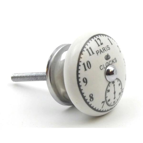 Ceramic Paris Clock Face Cabinet Knob - 40mm