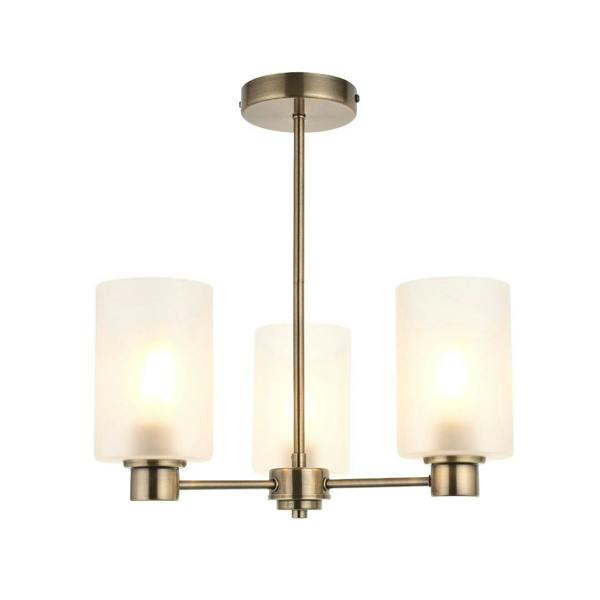Pagazzi Lighting Kingsholm 3-Light Antique Brass Semi-Flush Ceiling Light