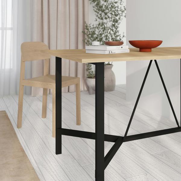 Decortie Modern Dalma Rectangle Dining Table 6 Seater Kitchen Table 140(D)cm w/Metal Legs for Indoor